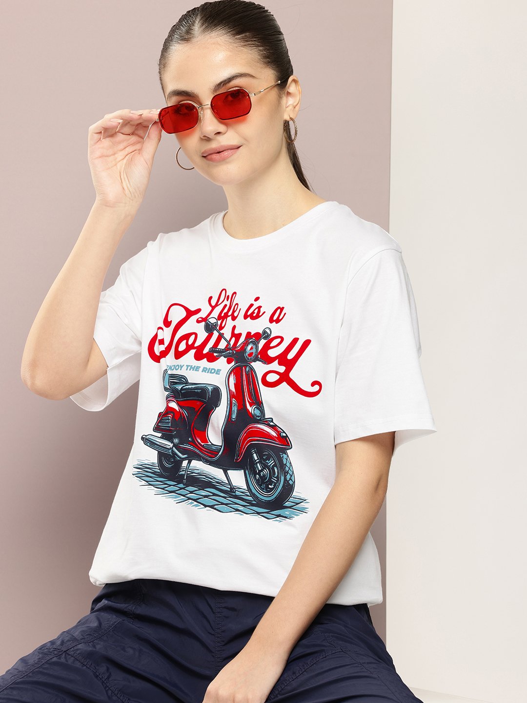 Womens Half Sleeve Round Neck Oversized Fit T-Shirts