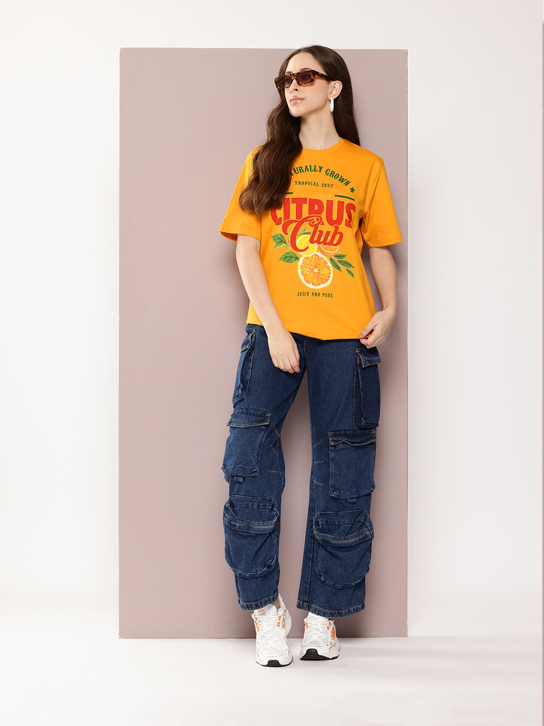 Womens Half Sleeve Round Neck Printed Oversized Fit Tshirts