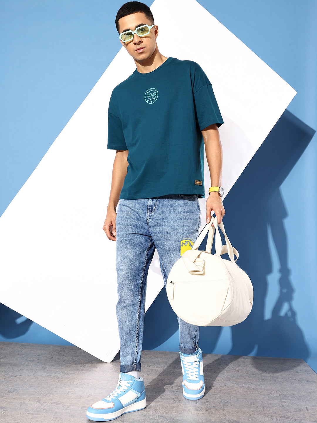 Mens Half Sleeve Drop Shoulder Printed Oversized Fit T-Shirts