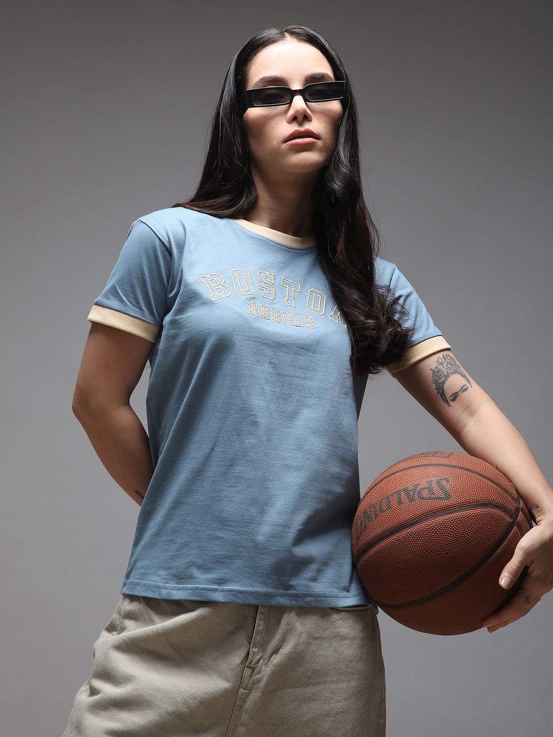 Womens Half Sleeve Round Neck Embroidery Regular Fit Tshirts
