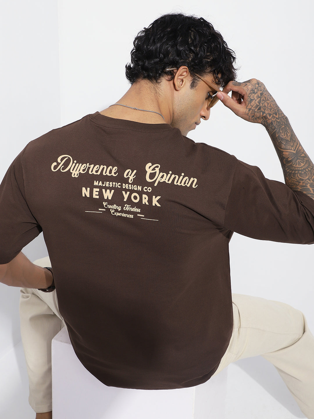 Mens Half Sleeve Round Neck Back Striped Oversized Fit Tshirts