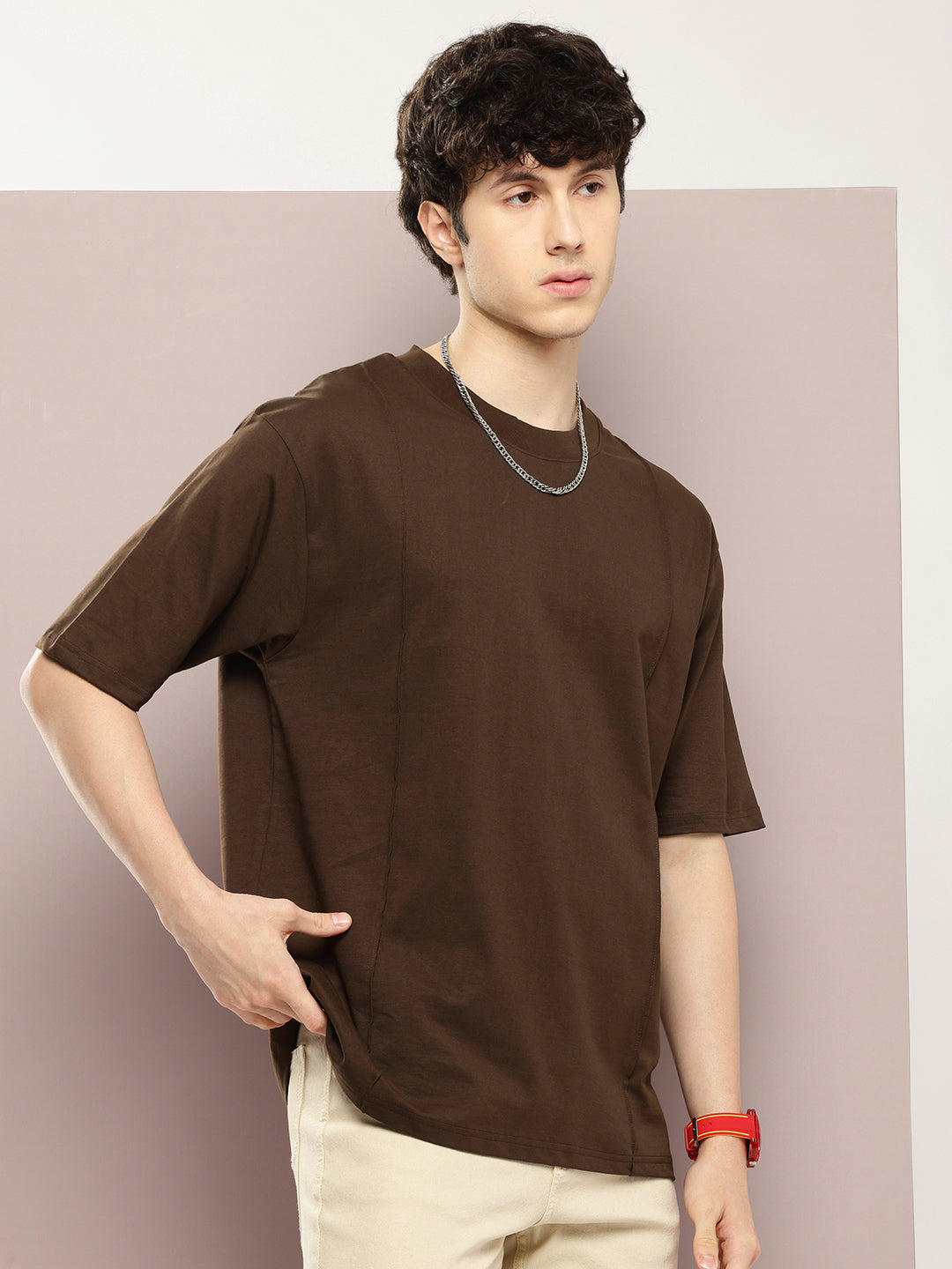 Mens Half Sleeve Round Neck Solid Oversized Fit Tshirts