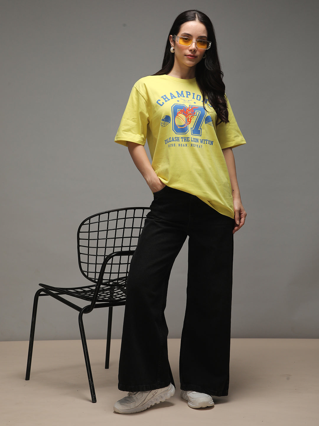 Womens Half Sleeve Round Neck Printed Oversized Fit Tshirts