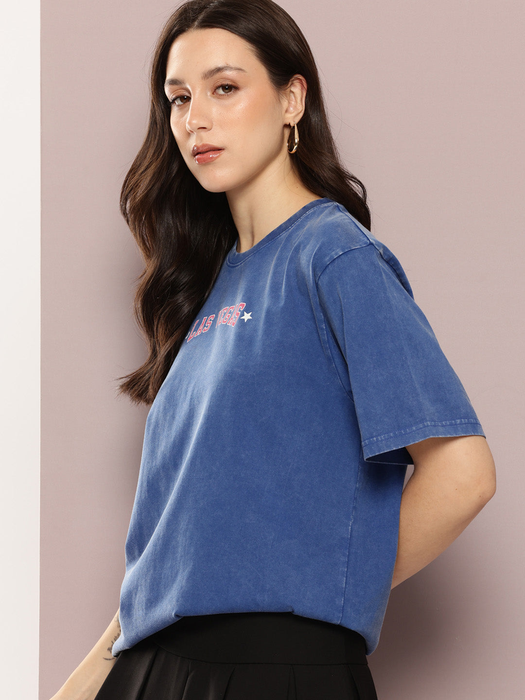 Womens Half Sleeve Round Neck Printed Oversized Fit Tshirts