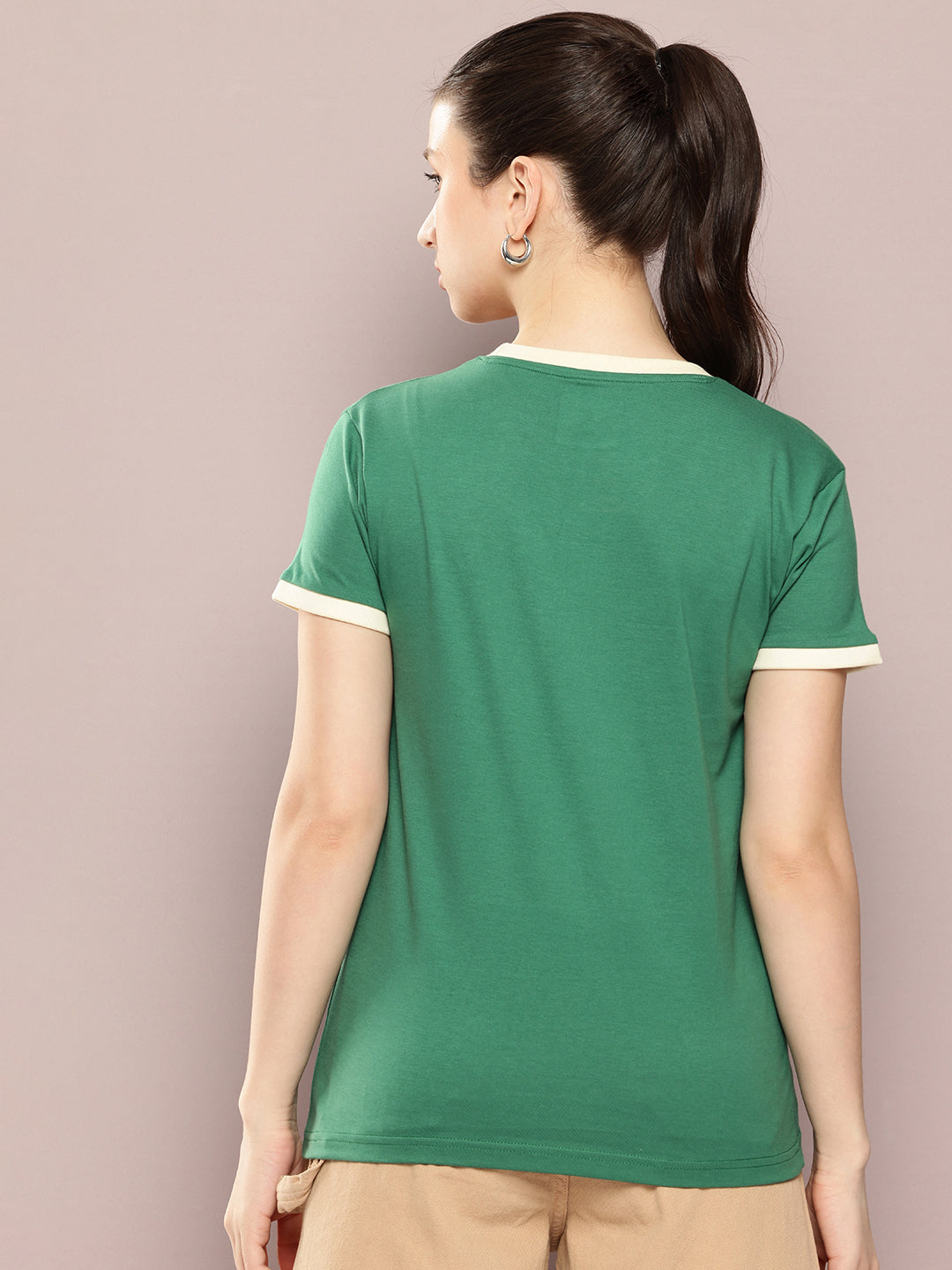 Womens Half Sleeve Round Neck Embroidery Regular Fit Tshirts