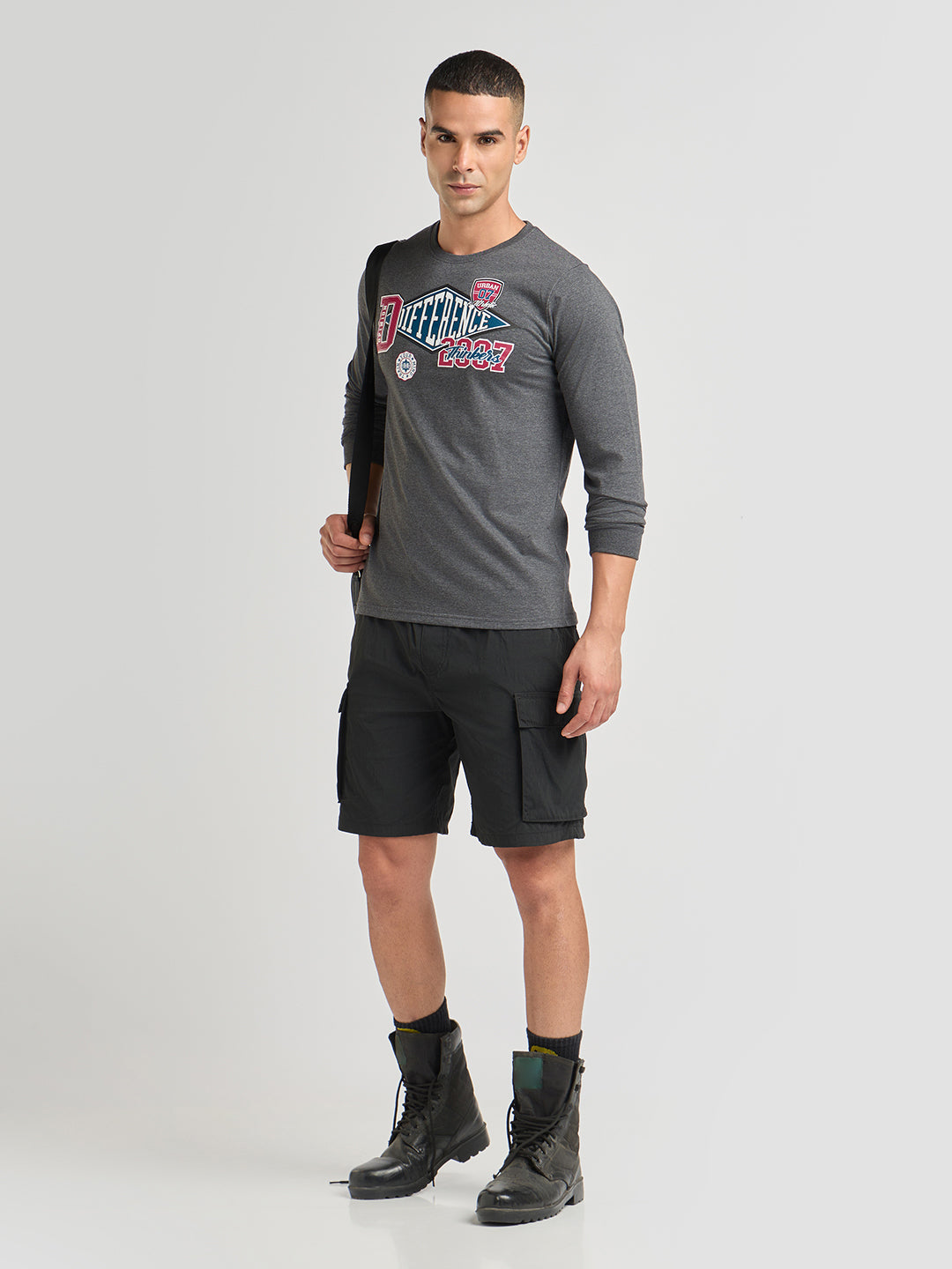Mens Printed Regular Fit Full Sleeve Round Neck Tshirt