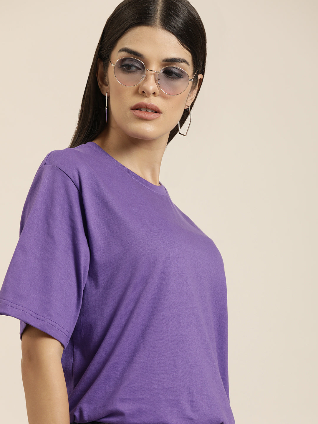 Womens Half Sleeve Round Neck Oversized Fit T-Shirts