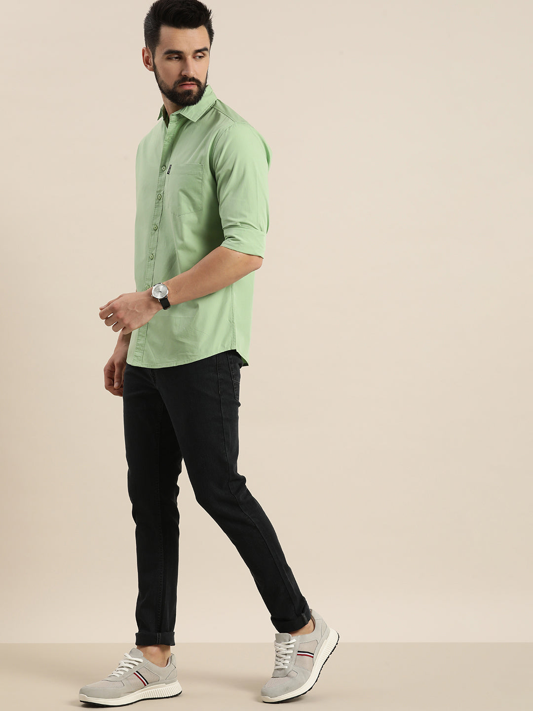 Mens Plain Full Sleeve Shirt With Pocket