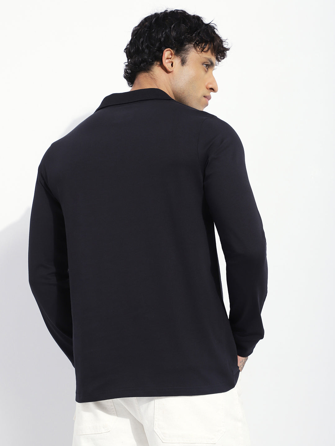 Mens Full Sleeve V-Neck Solid Regular Fit Tshirts