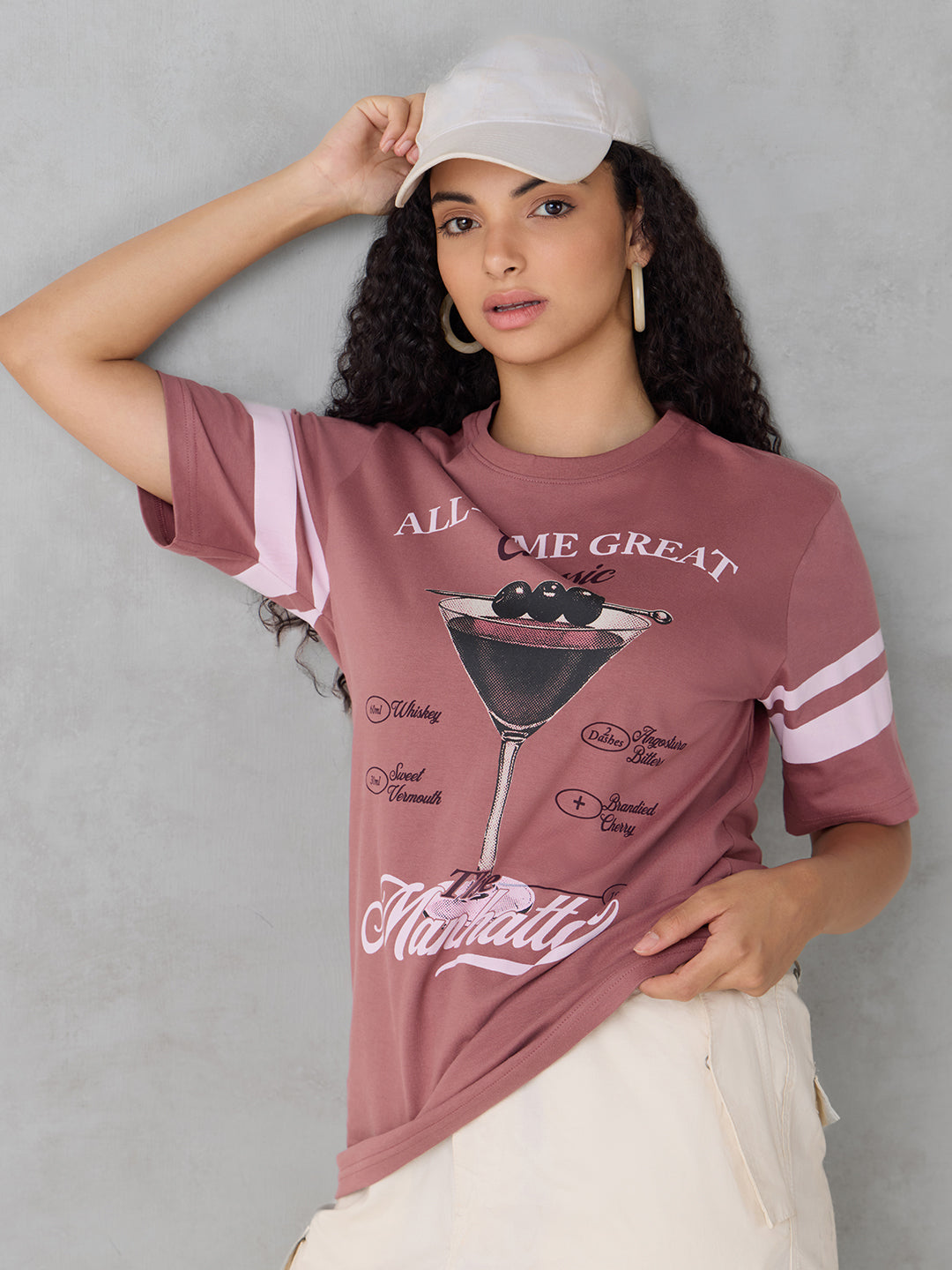 Womens Half Sleeve Printed Oversized Fit Tshirt