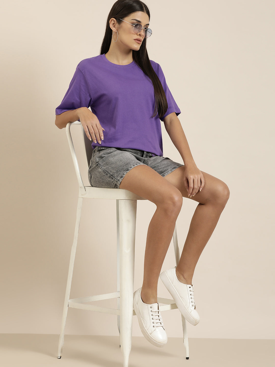 Womens Half Sleeve Round Neck Oversized Fit T-Shirts