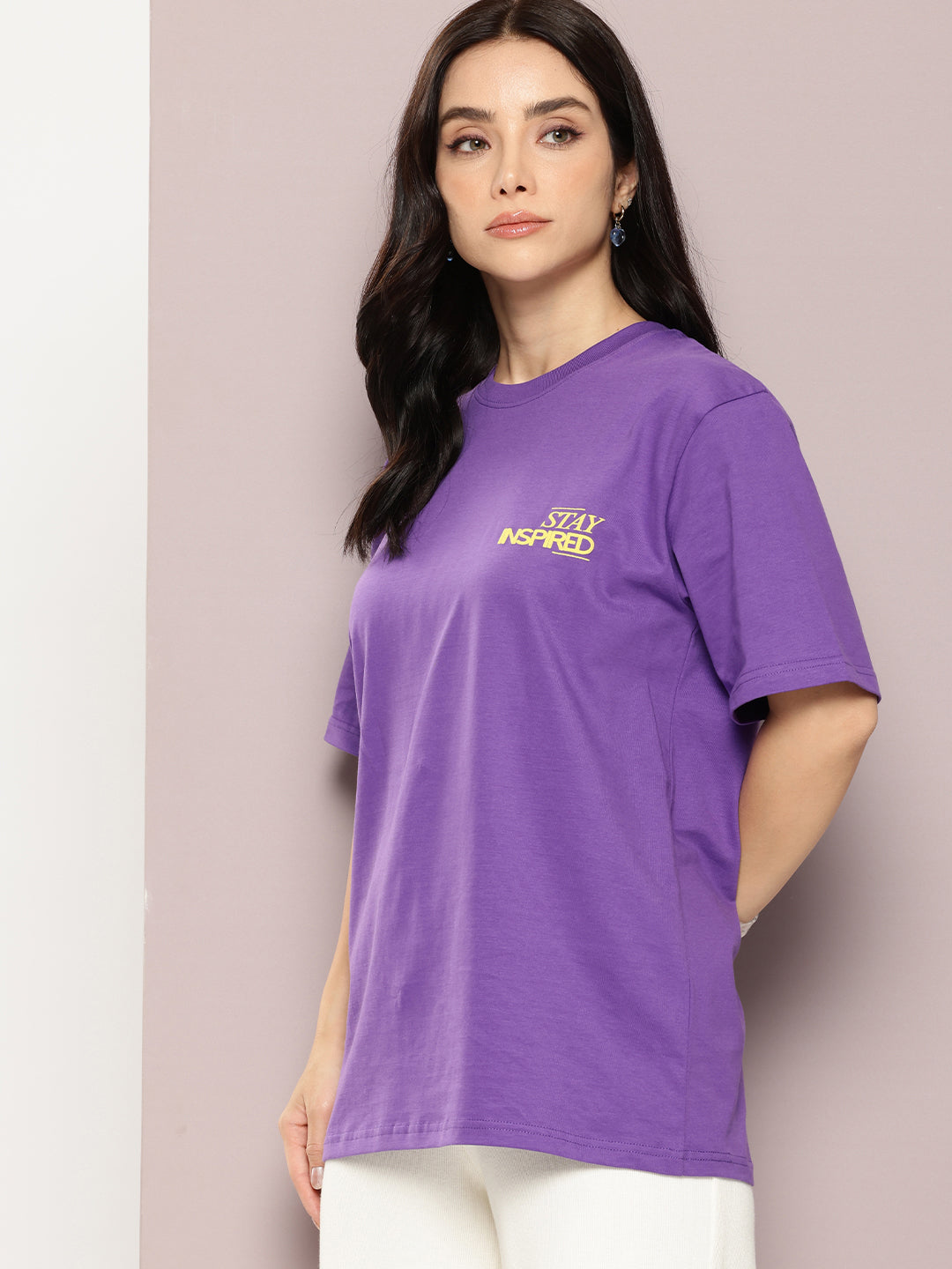 Womens Half Sleeve Round Neck Printed Oversized Fit Tshirts