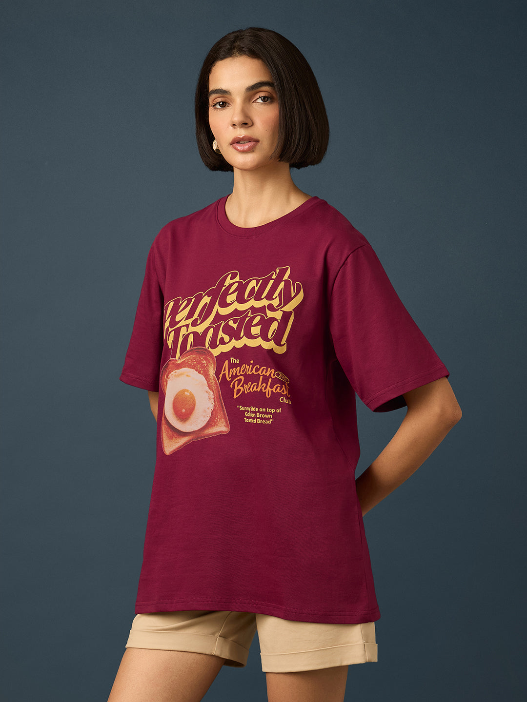 Womens Short Sleeve Printed Oversized Fit Tshirt 