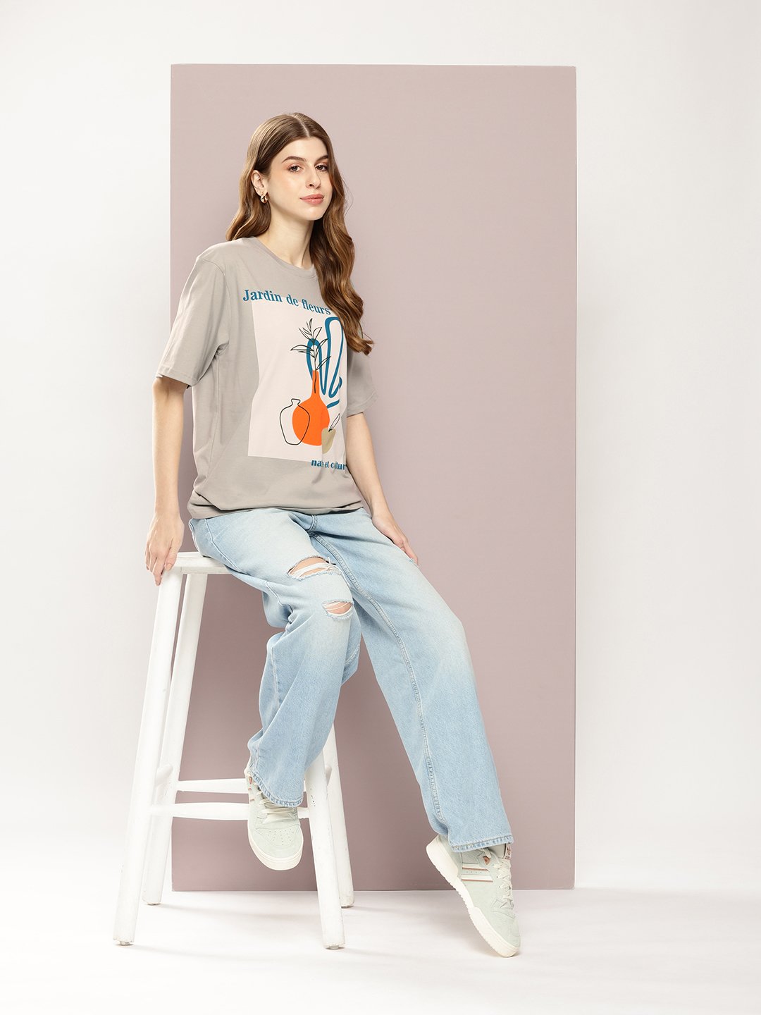 Womens Half Sleeve Round Neck Oversized Fit T-Shirts