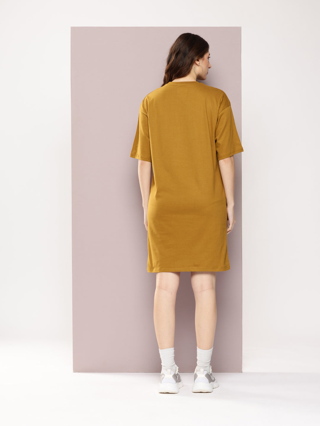 Womens Oversized Short Sleeves Printed Tshirt Dress