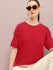 Womens Half Sleeve Round Neck Solid Oversized Fit Tshirts