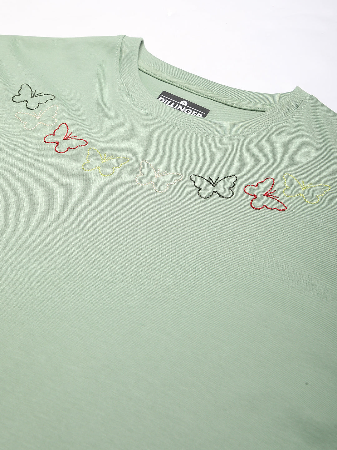 Womens Half Sleeve Round Neck Embroidery Oversized Fit Tshirts