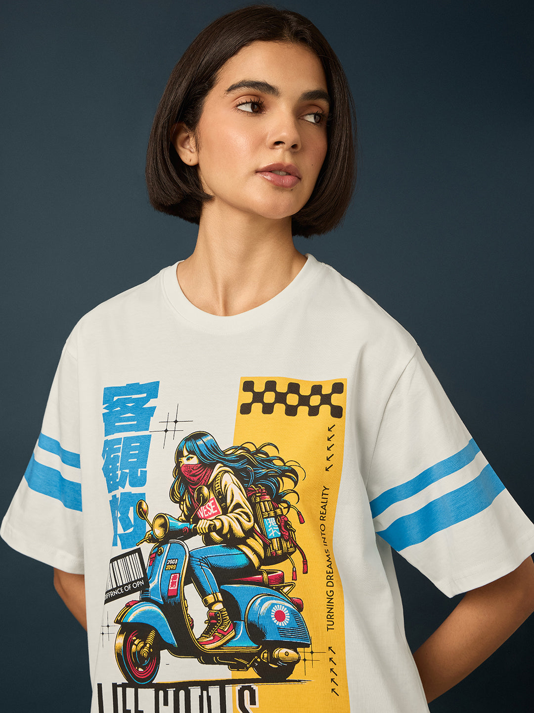 Womens Short Sleeve Printed Oversized Fit Tshirt 