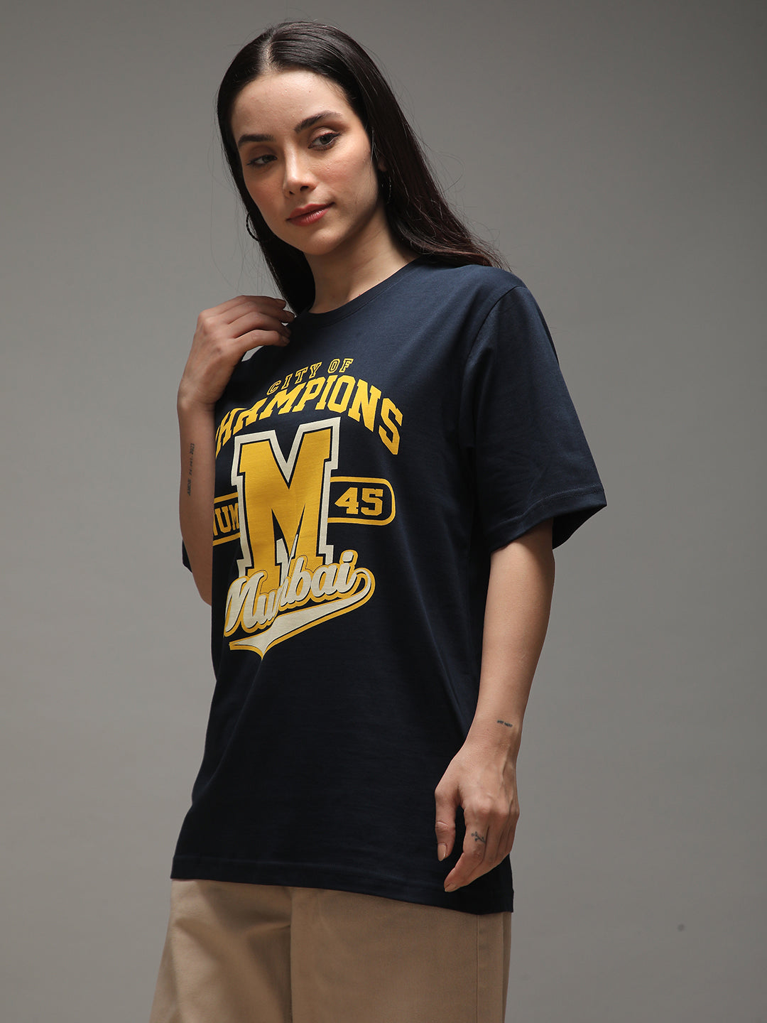 Womens Half Sleeve Round Neck Printed Oversized Fit Tshirts