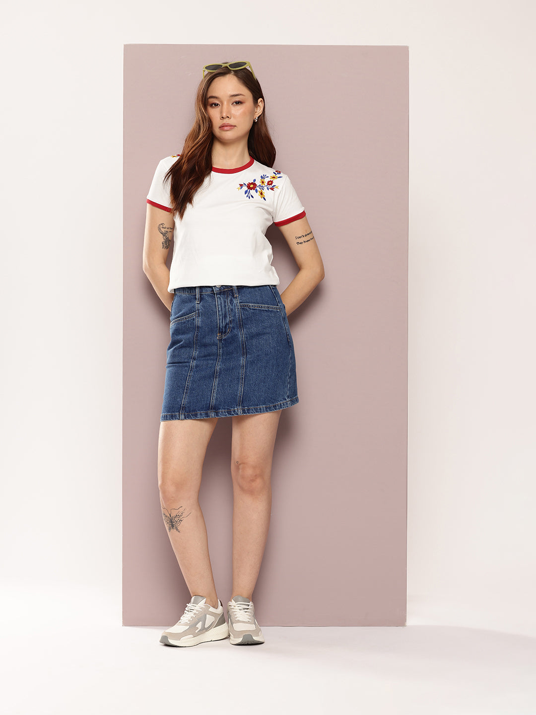 Womens Half Sleeve Round Neck Embroidered Regular Fit Tshirts