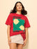 Womens Puff Printed Oversized Fit Cotton T-Shirt