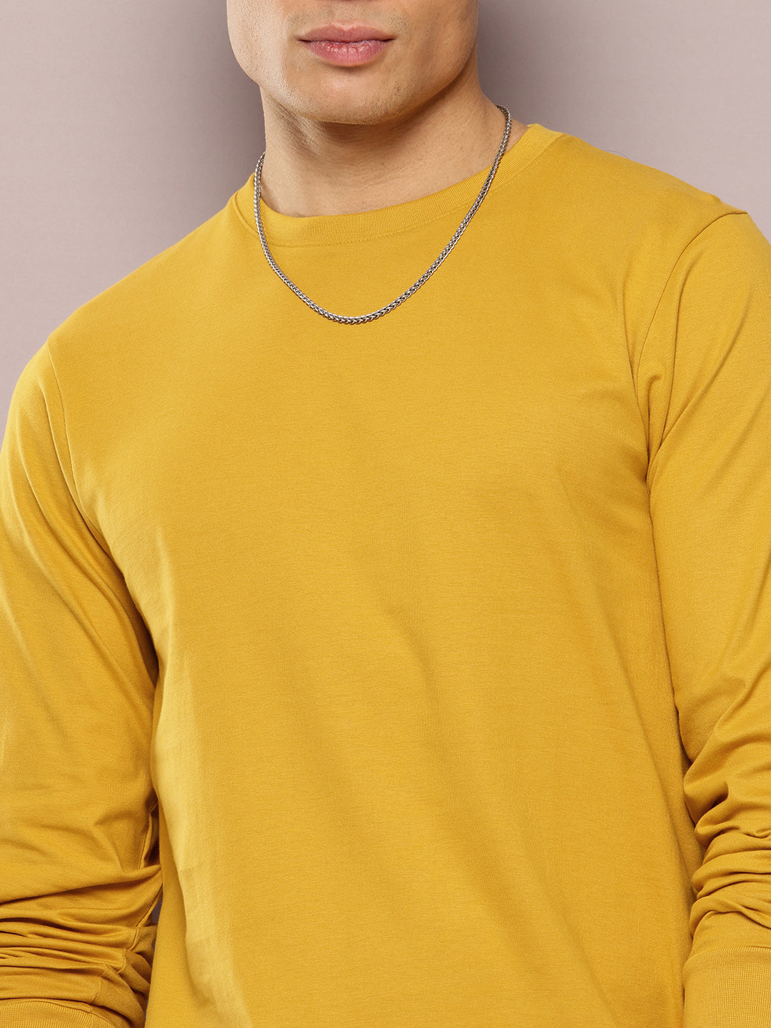 Mens Full Sleeve Round Neck Solid Regular Fit Tshirts
