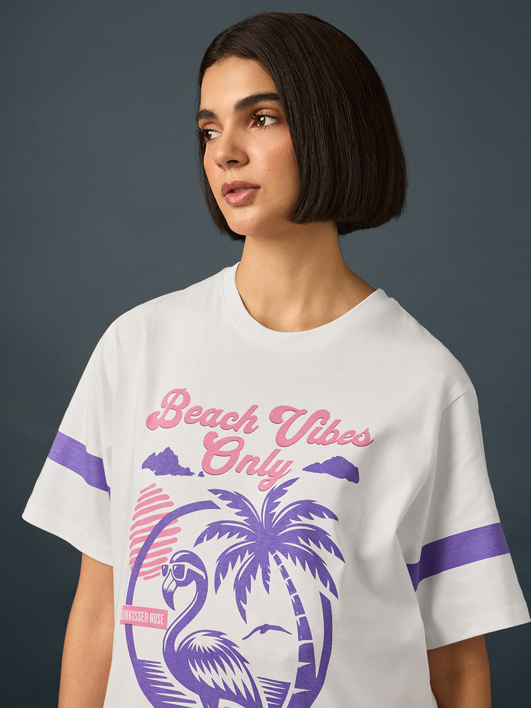 Womens Short Sleeve Printed Oversized Fit Tshirt 