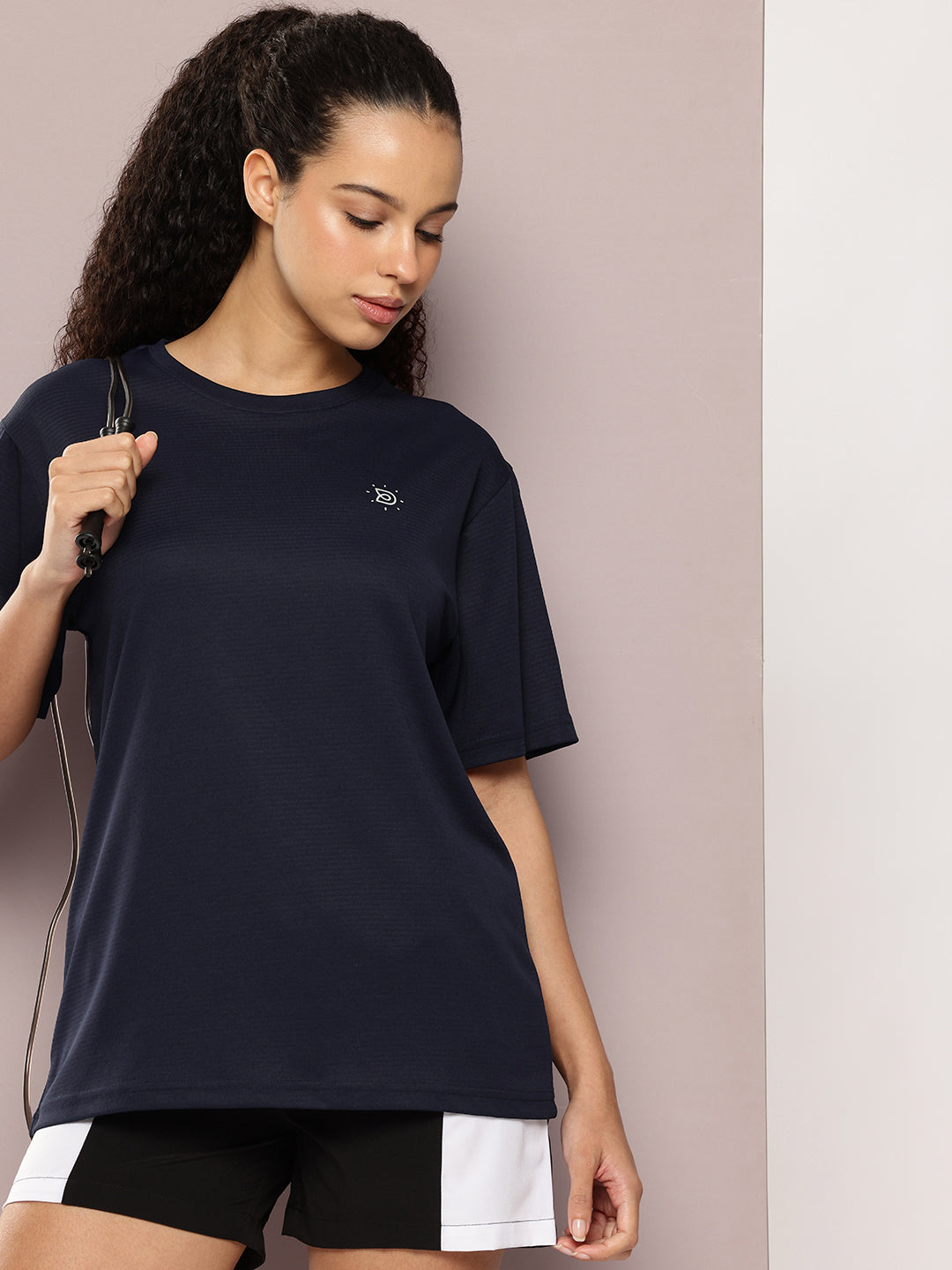 Womens Half Sleeve Round Neck Solid Oversized Fit Tshirts