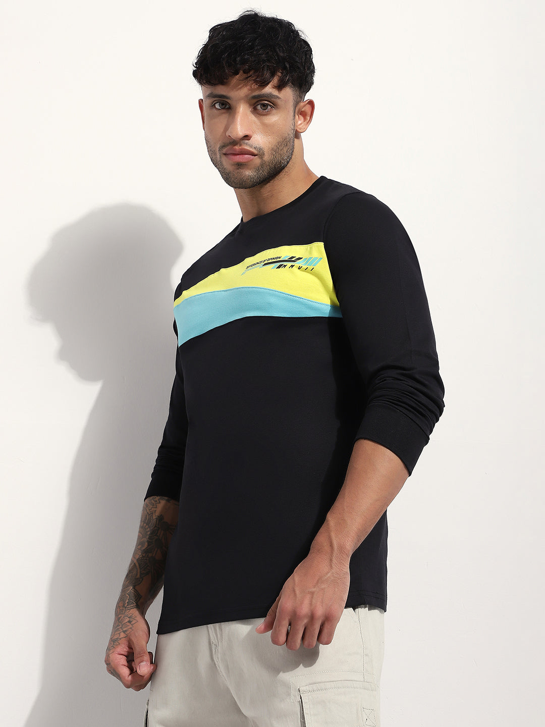 Mens Full Sleeve Round Neck Printed Regular Fit Tshirts