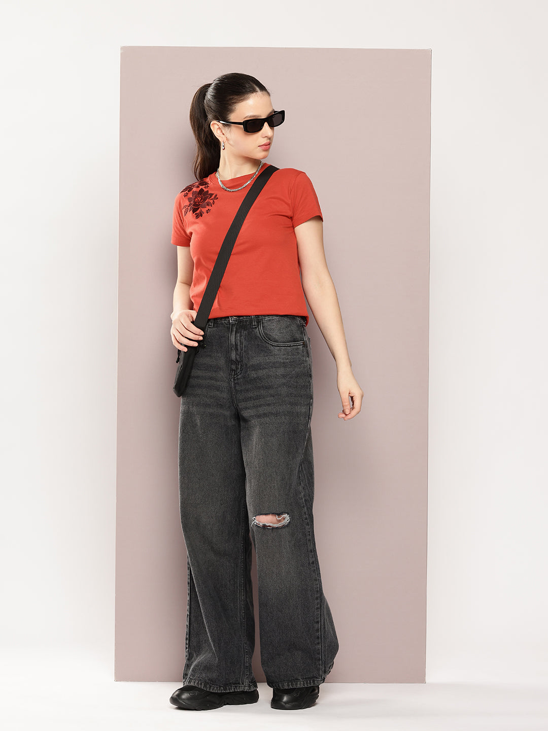 Womens Half Sleeve Round Neck Printed Regular Fit Tshirts
