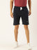 Men Navy Blue Solid Mid-Rise Regular Shorts
