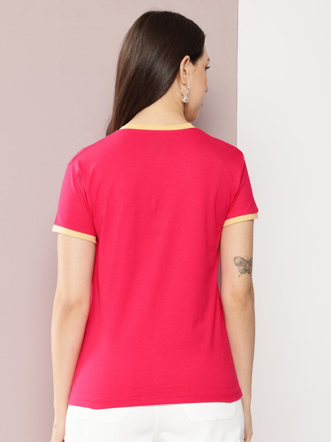 Womens Half Sleeve Round Neck Embroidered Regular Fit Tshirts
