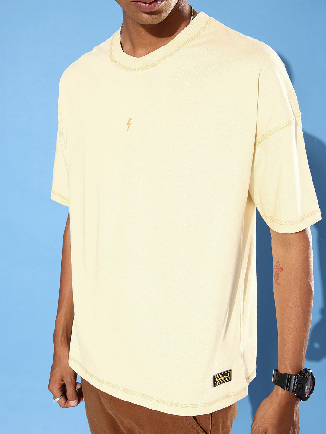 Mens Half Sleeve Drop Shoulder Plain Oversized Fit T-Shirts