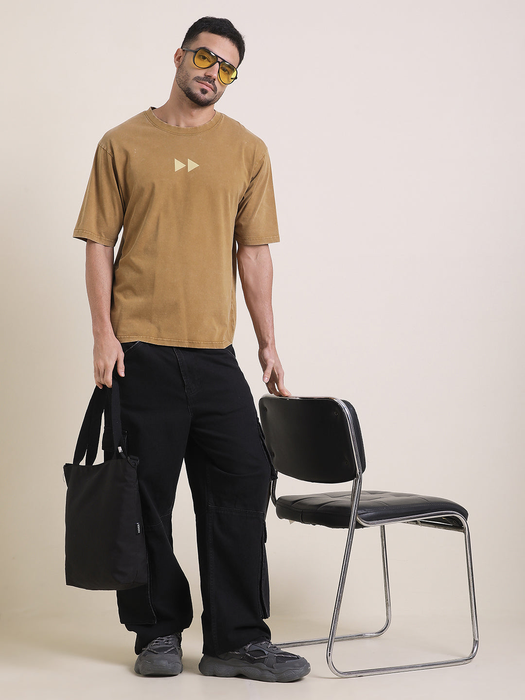 Mens Half Sleeve Round Neck Back Printed Oversized Fit Tshirts