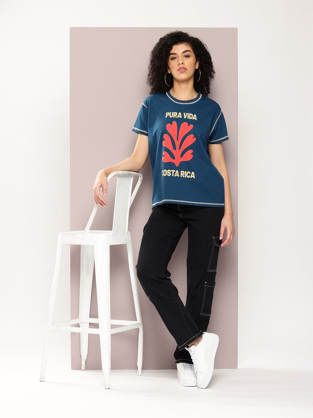 Womens Half Sleeve Round Neck Boxy Fit T-Shirts