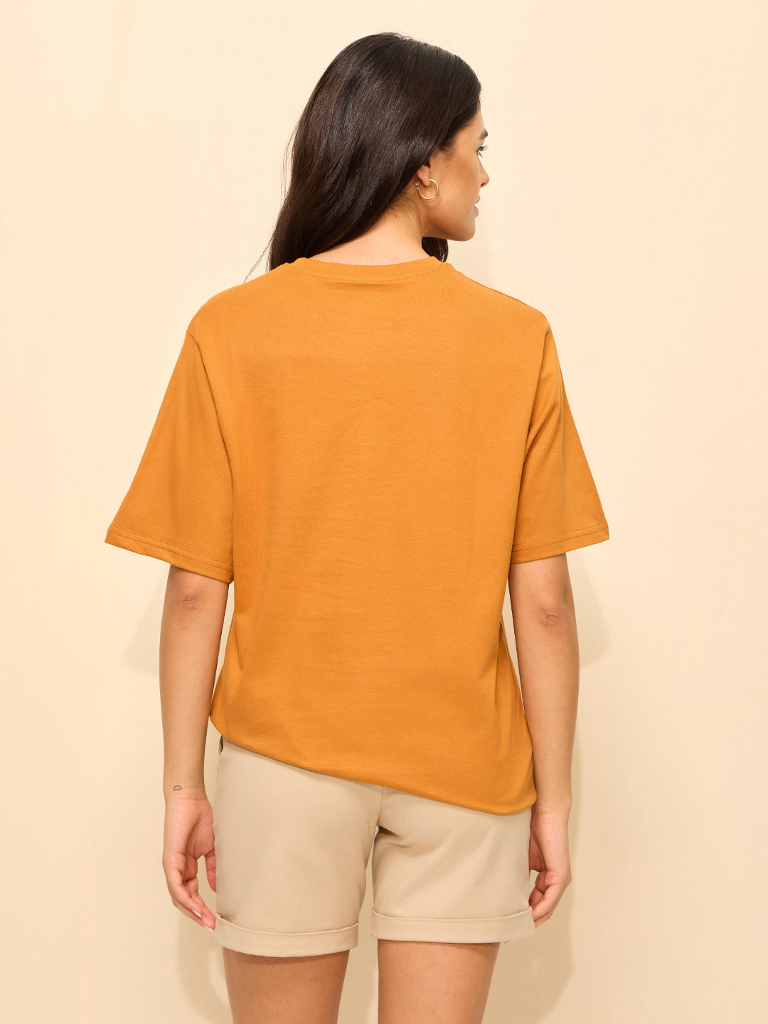 Womens Puff Printed Oversized Fit Cotton T-Shirt