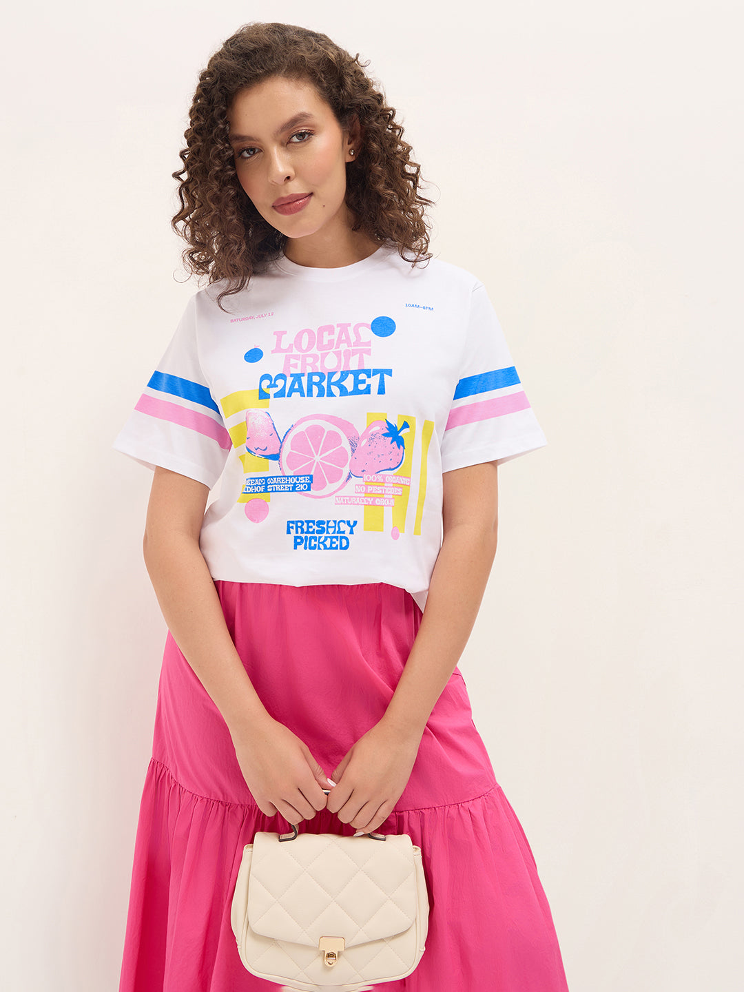 Womens Half Sleeve Round Neck Printed Oversized Fit Tshirts