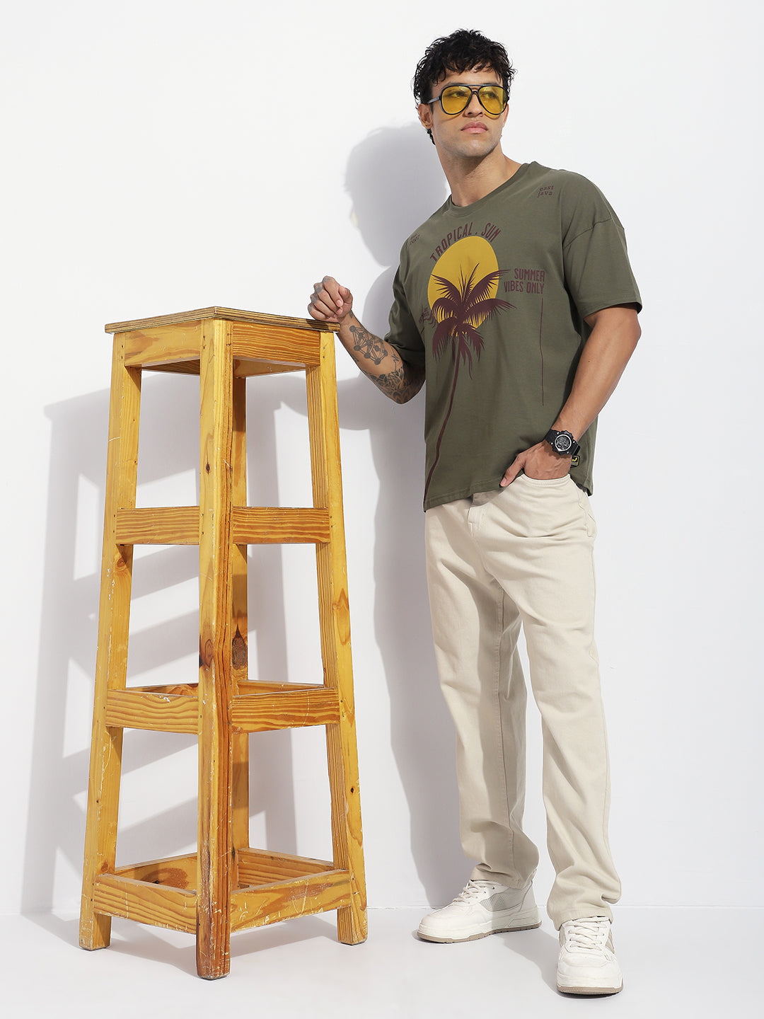 Mens Half Sleeve Drop Shoulder Printed Oversized Fit T-Shirts