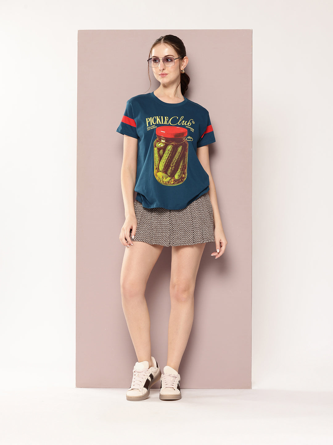 Womens Short Sleeve Printed Boxy Regular Fit Tshirt