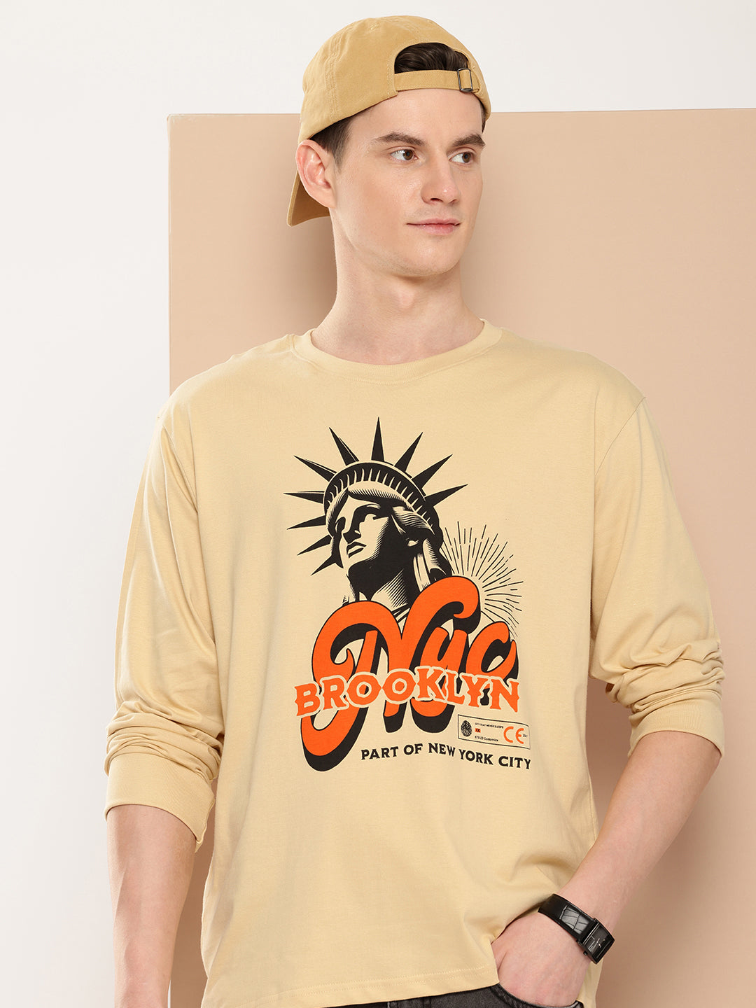 Mens Full Sleeve Round Neck Printed Oversized Fit Tshirts