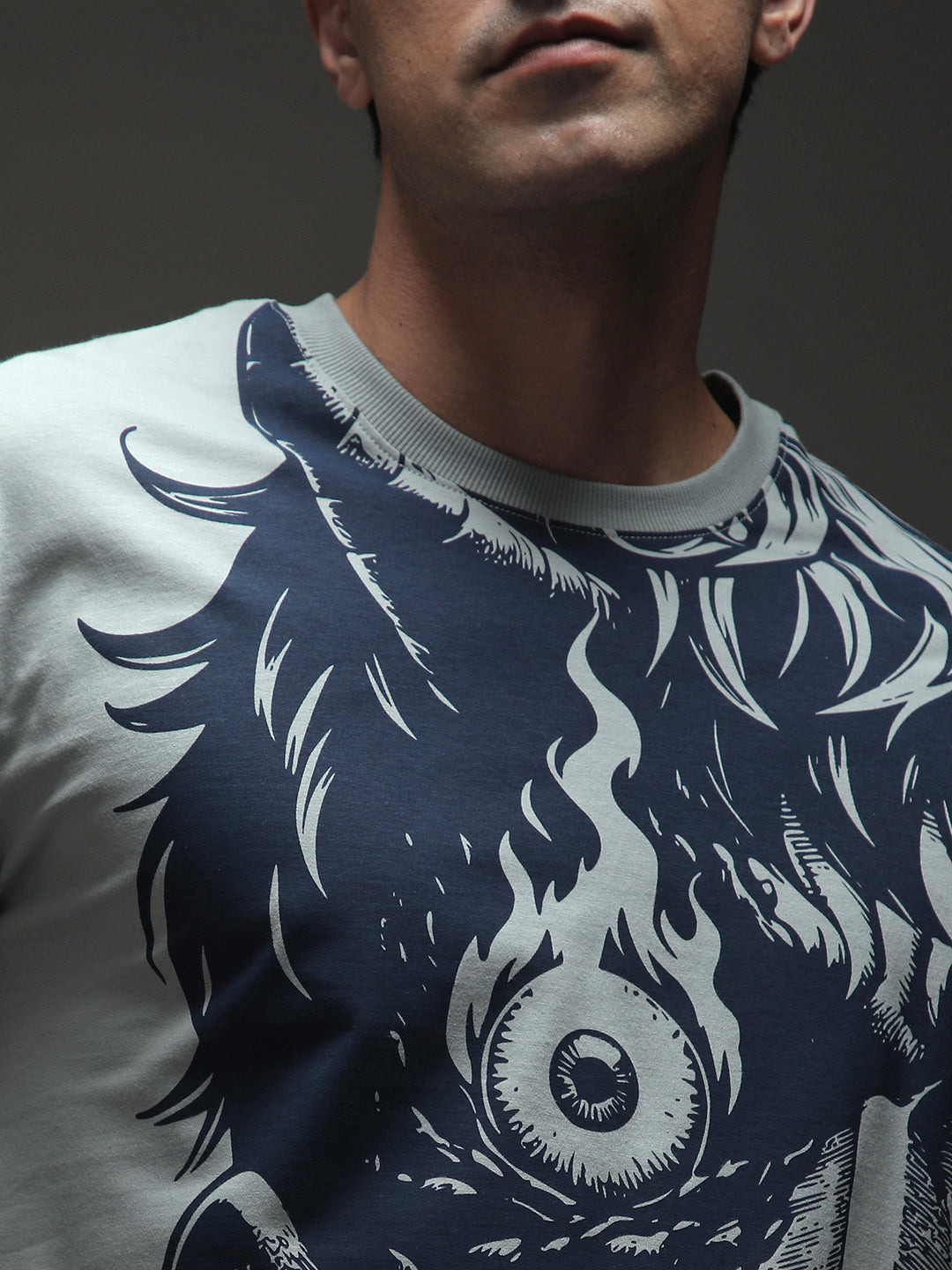 Mens Half Sleeve Drop Shoulder Printed Oversized Fit T-Shirts