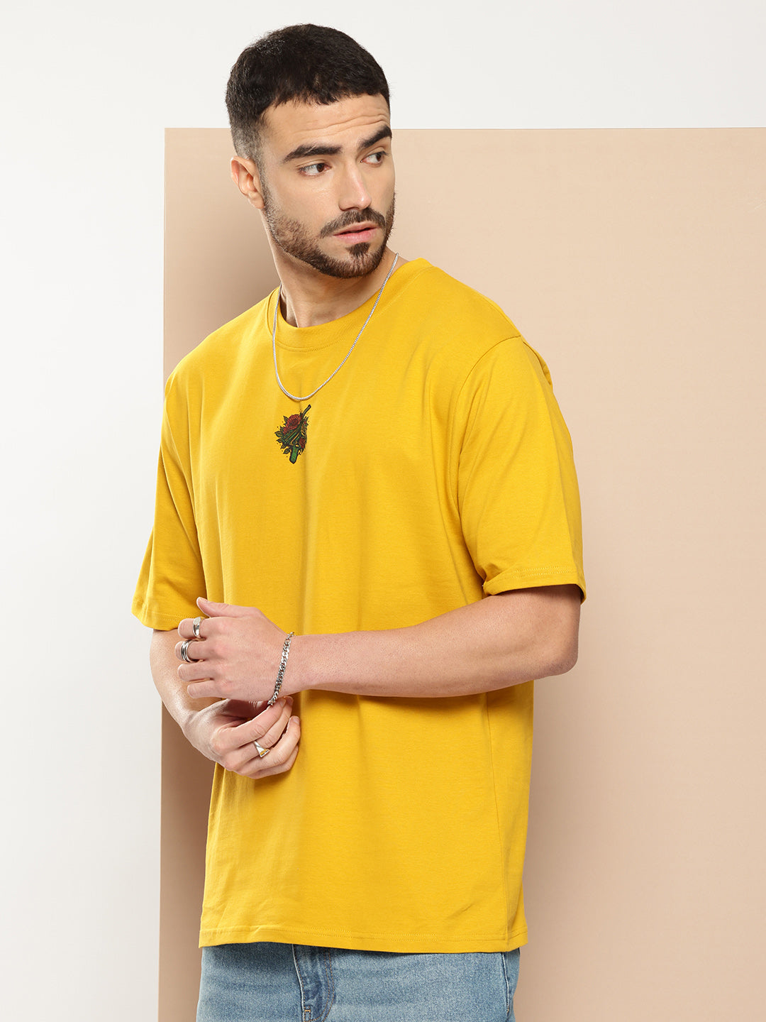 Mens Half Sleeve Round Neck Back Printed Oversized Fit Tshirts