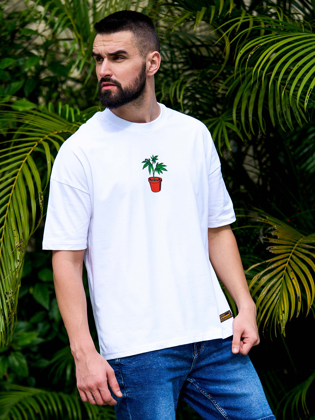 Mens Half Sleeve Drop Shoulder Printed Oversized Fit T-Shirts