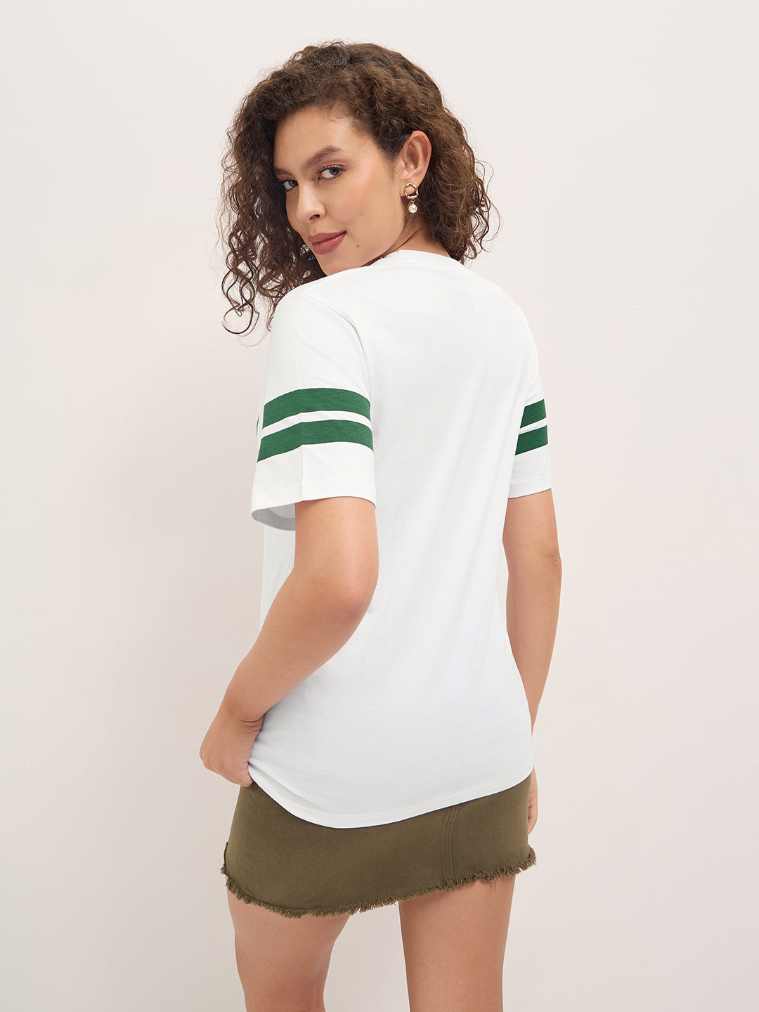 Womens Half Sleeve Round Neck Embroidered Oversized Fit Tshirts