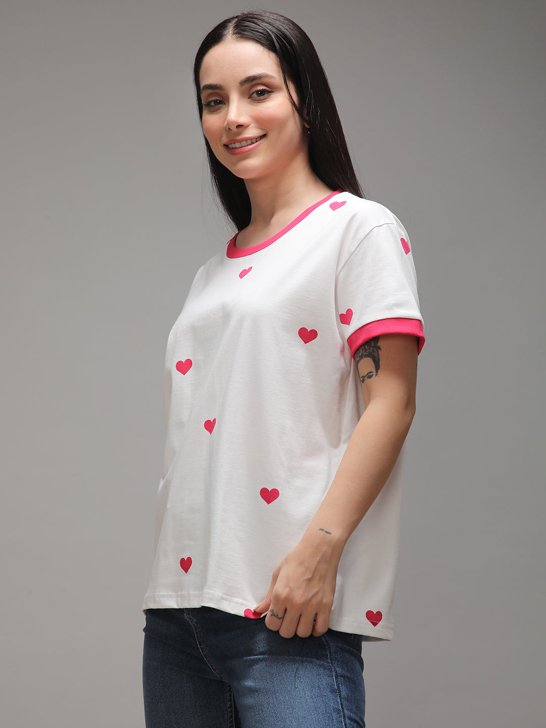 Womens Half Sleeve Round Neck Printed Boxy Fit Tshirts