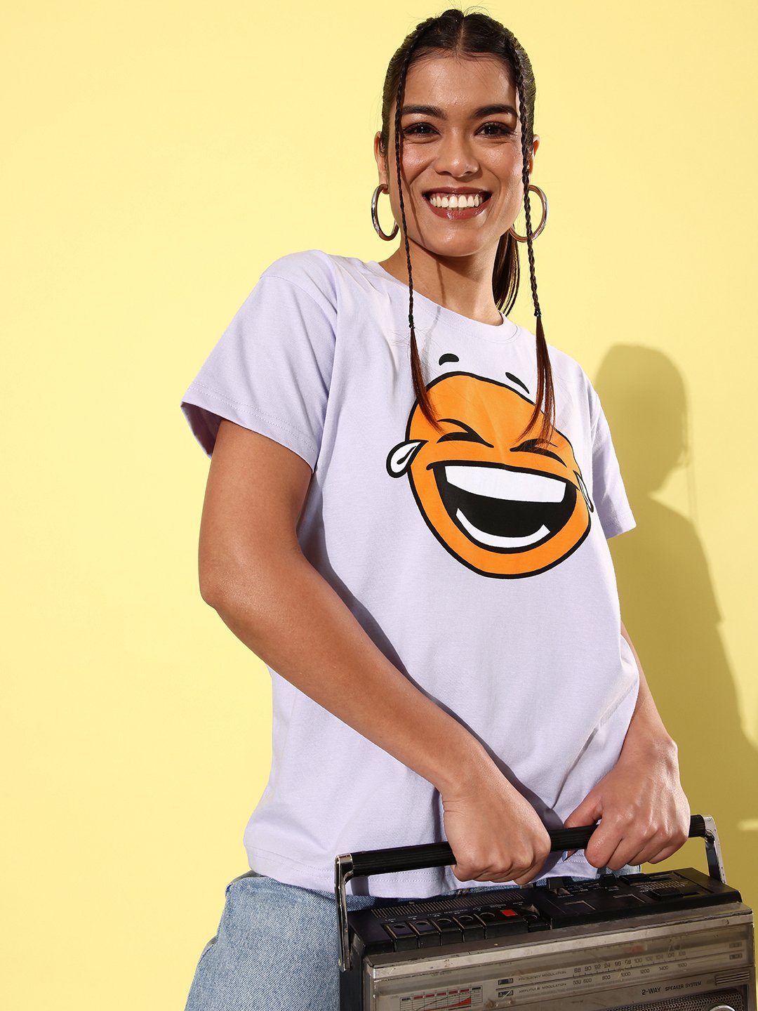 Womens Half Sleeve Round Neck Boxy Fit T-Shirts