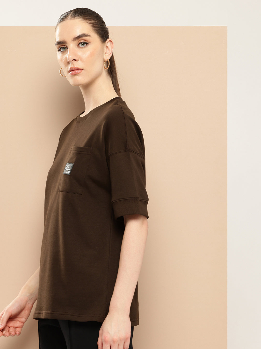 Womens Half Sleeve Round Neck Solid Oversized Fit Tshirts
