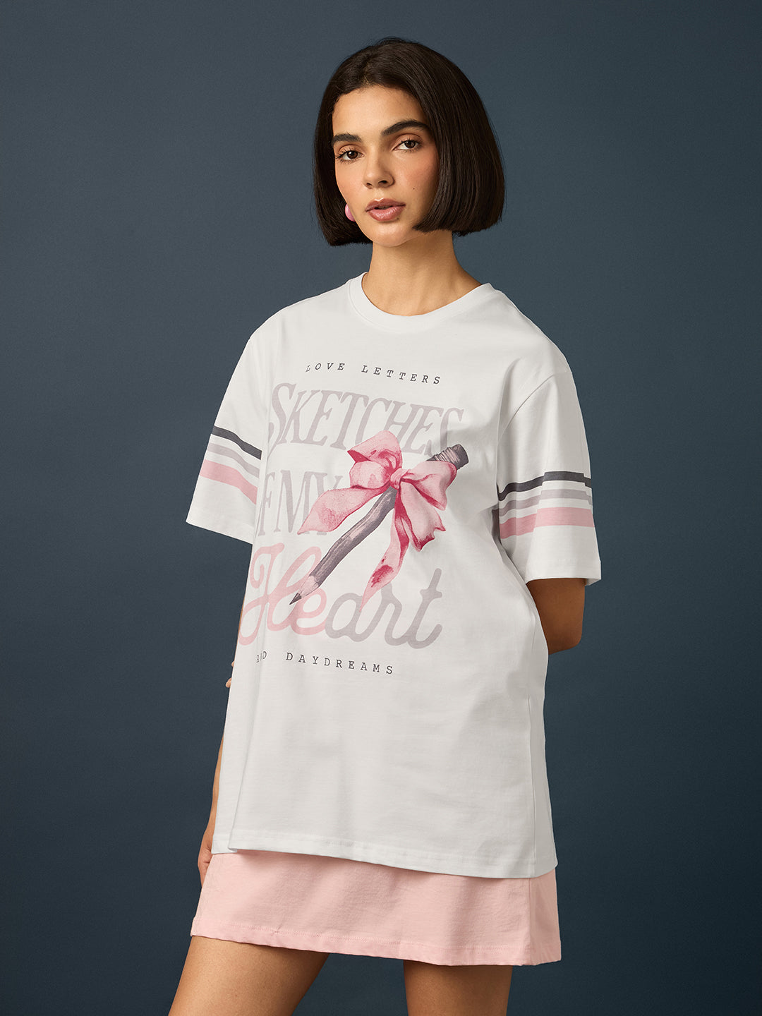 Womens Short Sleeve Printed Oversized Fit Tshirt 