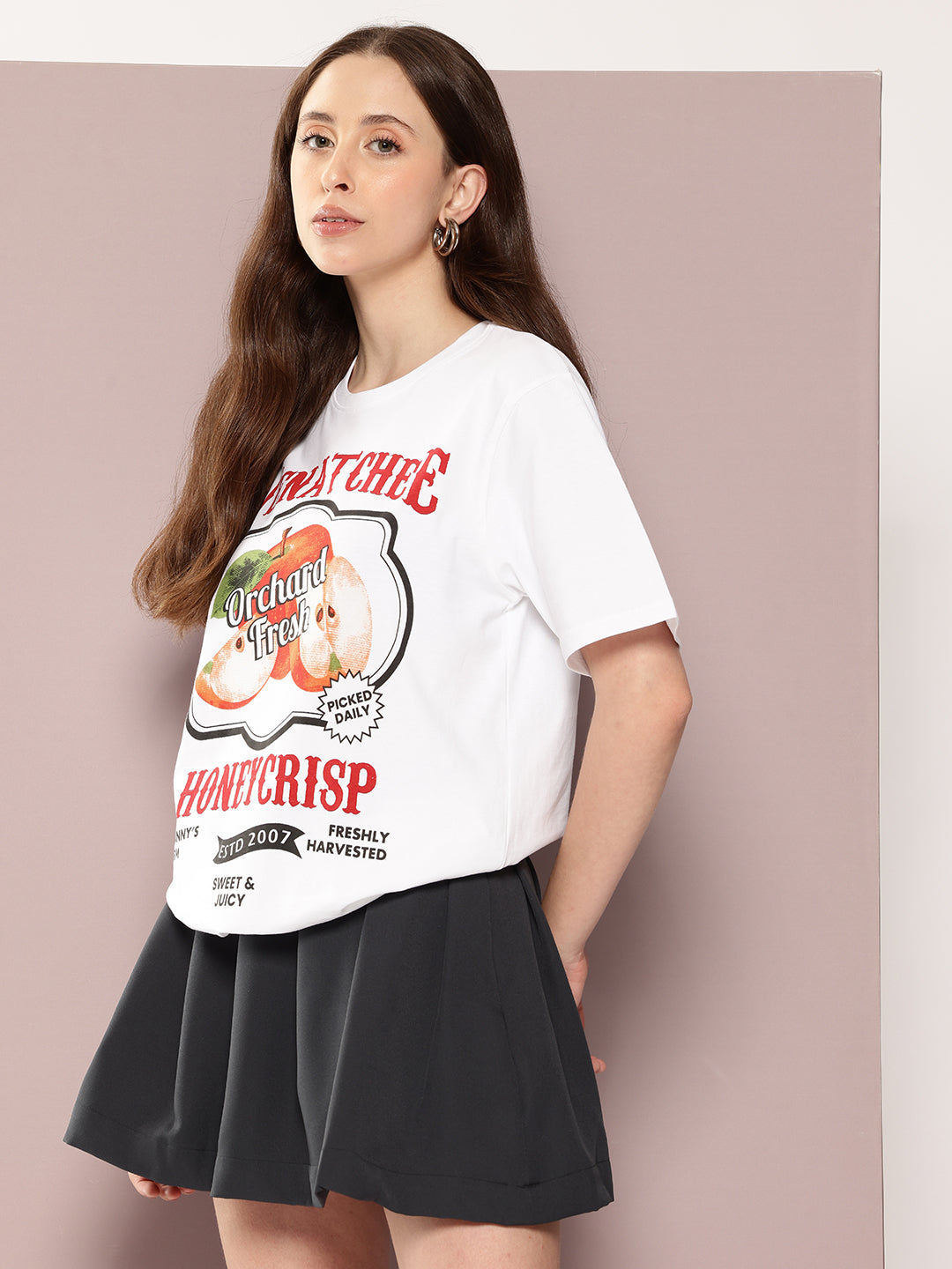 Womens Half Sleeve Round Neck Printed Oversized Fit Tshirts