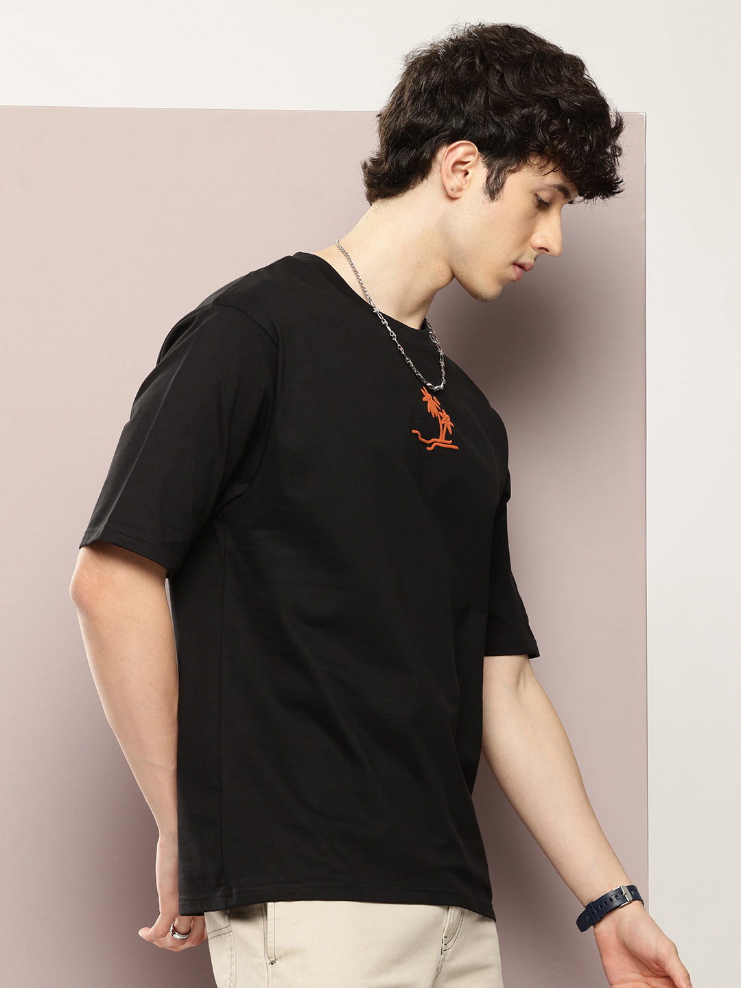 Mens Half Sleeve Round Neck Back Printed Oversized Fit Tshirts
